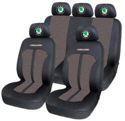 AutoHelix MSA Set Huse Scaune Universale Premium Carguard Personalizate cu Skoda - Negru/Bej (HLXbej.13)