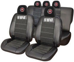 AutoHelix MSA Set Huse Scaune Universale Din Piele Ecologică Si Alcantara Personalizate Cu Fiat, Negre (HLX08649.6)