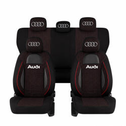 AutoHelix MSA Set Huse Scaune Universale Racing, Negru Personalizate cu Audi (RAC44487)