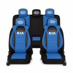 AutoHelix MSA Set Huse Scaune Universale Racing, Albastru cu Negru Personalizate cu Kia (RAC44491.7)