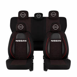 AutoHelix MSA Set Huse Scaune Universale Racing, Negru Personalizate cu Nissan Nou (RAC44487.10)