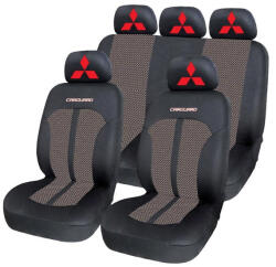 AutoHelix MSA Set Huse Scaune Universale Premium Carguard Personalizate cu Mitsubishi - Negru/Bej (HLXbej.7)