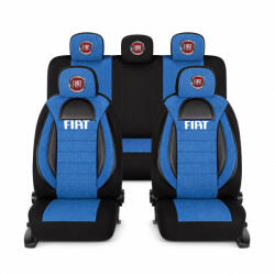 AutoHelix MSA Set Huse Scaune Universale Racing, Albastru cu Negru Personalizate cu Fiat (RAC44491.4)