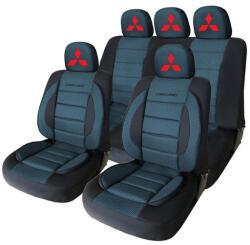 AutoHelix MSA Set Huse Scaune Universale Premium Carguard Personalizate cu Mitsubishi - Negru/Albastru (HLXblue.8)