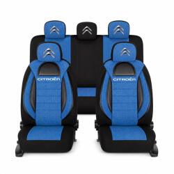 AutoHelix MSA Set Huse Scaune Universale Racing, Albastru cu Negru Personalizate cu Citroen (RAC44491.1)