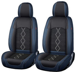 Carguard Huse auto premium 5 locuri Carguard Deluxe piele ecologică perforată și textil - negru - albastru închis (HSA019) - autohelix