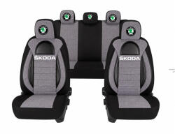 AutoHelix MSA Set Huse Scaune Universale Racing, Gri cu Negru Personalizate cu Skoda (RAC44493.16)