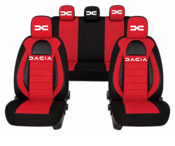 AutoHelix MSA Set Huse Scaune Universale Racing, Visiniu cu Negru Personalizate cu Dacia Nou (RAC44490.3)