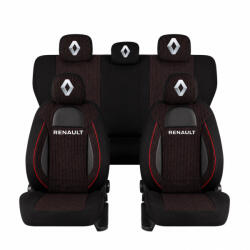 AutoHelix MSA Set Huse Scaune Universale Racing Negru Personalizate cu Renault (RAC44487.13)