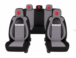 AutoHelix MSA Set Huse Scaune Universale Racing, Gri cu Negru Personalizate cu Suzuki (RAC44493.18)