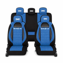 AutoHelix MSA Set Huse Scaune Universale Racing, Albastru cu Negru Personalizate cu Dacia Nou (RAC44491.3)