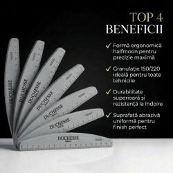 Duchesse Nails Set 20 Buffer Profesional Unghii, Semiluna, Granulatie 150/220 (DCH43)
