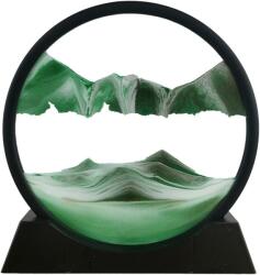  Decoratiune casa, birou tip clepsidra, sticla/nisip 3D, 18X19, 5 cm, negru/verde (sid411)