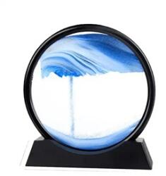 Arvada Decoratiune casa, birou tip clepsidra, Arvada® Minimaluxe sticla/nisip 3D, 18X19, 5 cm, albastru/negru (sid953)