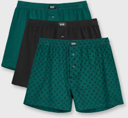 MEN-A 3PACK MEN-A pamut rövid szárú boxeralsó, fekete-zöld