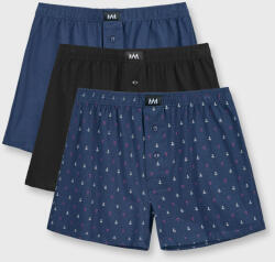 MEN-A 3PACK MEN-A Sailor pamut rövid szárú boxeralsó, fekete-kék