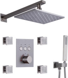 Starbath Set de Dus Termostatic Starbath 002TP-28X18B-4NF cu Functie de Masaj si Cap de Dus, LED - Sistem Complet 4 Piese, silver (sid556)