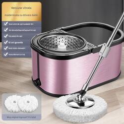  Set galeata mop cu centrifuga si rotatie 360 de grade din inox inoxidabil, Arvada MagicClean, galeata ovala, dimensiuni 42x26x22cm finisaj lucios si orificiu de scurgerea a apei cu 4 rezerve culoare a