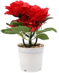 Ella Home Aranjament cu Flori Artificiale, Mini Roses, Rosu, 24cm - Rosu, Plastic, 24cm (2360)