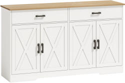 HOMCOM Bufet, dulap buffet 140 cm stil fermă pentru bucătărie cu 2 sertare și 2 dulapuri, Alb | Aosom Romania (83A-534V90WT) Bufet