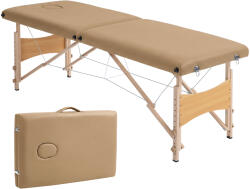 HOMCOM Masă de Masaj Pliabilă cu Cadru din Lemn cu Înălțime Reglabilă și Husă de Transport 186x60x61-87 cm Maro | Aosom Romania (503-001V00LR)