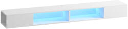 HomCom Comodă TV Suspendată cu Lumină LED cu Rafturi Deschise pentru Televizor 190, 5 cm 177, 8x30x18 cm Alb | Aosom Romania (83B-642V90WT)