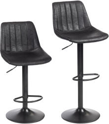 HOMCOM Set 2 scaune de bar cu design retro, incl. suport pentru picioare, reglabil pe înălțime, piston cu gaz, Negru | Aosom Romania (835-228V00BK)