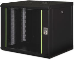 ASSMANN DN-19 09-U-SW Unique 19" 9U 509x600x450mm lapraszerelt üvegajtós fekete Unique fali rack szekrény (DN-1909-U-SW) - digital24