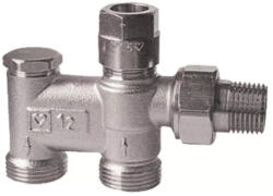HERZ 2000 Bypass-test, egyenes kivitelű kétcsöves kétpontos radiátorszelep, 1/2" x G3/4 (1717501)