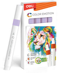 Deli Marker acrilic levantica color emotion Deli - Set 6 (DLEC193A-LA)