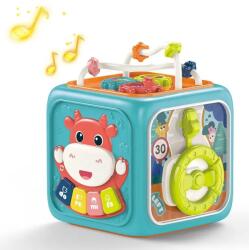 Raya Toys Jucărie pentru bebeluși 6 în 1 Raya Toys - Cub multifuncțional cu muzică și lumini, verde mentă (503123104)