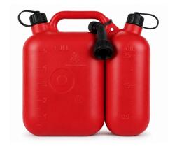 Tecomec Canistră dublă TECOMEC® 5 L + 2, 5 L, pentru carburant și ulei, cu compartimente separate și ștuț de turnare inclus, roșie (5170901)