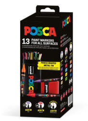 uni Dekormarker készlet, Posca fém dobozos, UNI "Posca", 13 különböző szín (TUPC13DBV) - fapadospatron