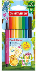 STABILO Filctoll készlet, 1 mm, STABILO "Pen 68 Mini Animal Vibes", 8 különböző szín (TST668807) - fapadospatron