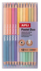 APLI Színes ceruza készlet, kétvégű, háromszögletű, APLI "Pastel Duo", 24 különböző pasztel szín (LCA20083D) - fapadospatron