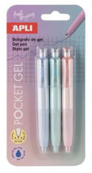 APLI Mini zseléstoll, 0, 5 mm, nyomógombos, APLI "Pocket Gel", vegyes pasztell színek (szín nem választható) 3 db (LCA20499)
