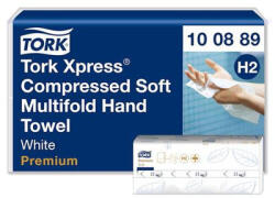 Tork Kéztörlő, tömörített, Interfold, 2 réteg, 225 lap, H2 rendszer, Premium, TORK "Xpress Soft Multifold", fehér (KHH929) - fapadospatron