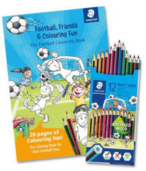 STAEDTLER Színes ceruza készlet, hatszögletű, színezőfüzettel, STAEDTLER "Noris® Colour 185", 12 szín (TS185SET10) - fapadospatron