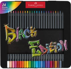Faber-Castell Színes ceruza készlet, háromszögletű, fémdobozban, FABER-CASTELL "Black Edition", 24 különböző szín 24 db (TFC116425)