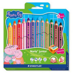 STAEDTLER Színes ceruza készlet, hatszögletű, jumbo, STAEDTLER „Noris® junior 140", Peppa malac, 12 szín (TS140C12L1) - fapadospatron