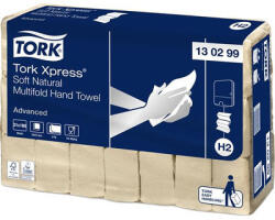 Tork Kéztörlő, Interfold hajtás, 2 rétegű, 180 lap, H2 rendszer, Advanced, TORK "Xpress Soft Multifold", natúr (KHH768) - fapadospatron