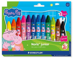 STAEDTLER Zsírkréta, hatszögletű, jumbo, STAEDTLER „Noris® junior 224, Peppa malac, 12 szín (TS224C12L1) - fapadospatron