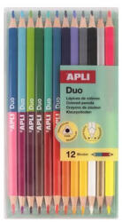 APLI Színes ceruza készlet, kétvégű, háromszögletű, APLI "Duo", 24 különböző szín (LCA20081D) - fapadospatron