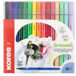 Kores Filctoll készlet, kimosható, KORES "K-beats", 15 különböző szín (IK29215) - fapadospatron