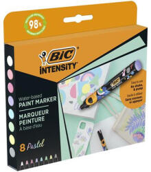 BIC Dekormarker készlet, 1, 5 - 2, 3 mm, BIC "Paint marker", 8 különböző pasztell szín (BC527429) - fapadospatron