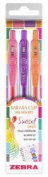 Zebra Zseléstoll készlet, 0, 25 mm, nyomógombos, ZEBRA "Sarasa Clip Sunset", 3 különböző szín (TZ99434) - fapadospatron
