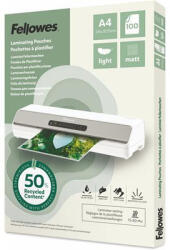 Fellowes Meleglamináló fólia, 80 mikron, A4, matt, 100 db, FELLOWES "Light (IFW143435) - fapadospatron