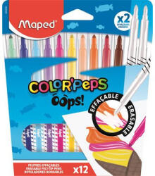 Maped Filctoll készlet, 3, 6 mm, törölhető, MAPED "Color'Peps Oops! ", 10+2 különböző szín (IMA844200) - fapadospatron