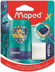 Maped Hegyező és radír, kétlyukú, tartályos, pótradírral, MAPED "Connect Dragon", sárkány (IMA049224) - fapadospatron