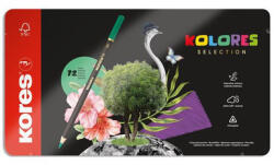 Kores Színes ceruza készlet, háromszögletű, fém doboz, KORES "Kolores Selection", 72 különböző szín (IK93372) - fapadospatron